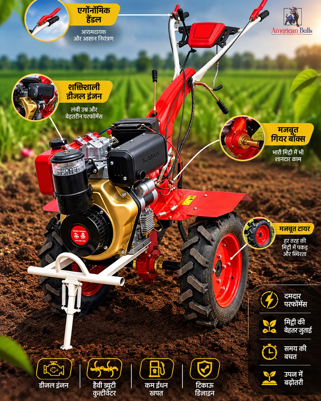 10 HP WEEDER KAMA DIESEL Recoil [KM-10]