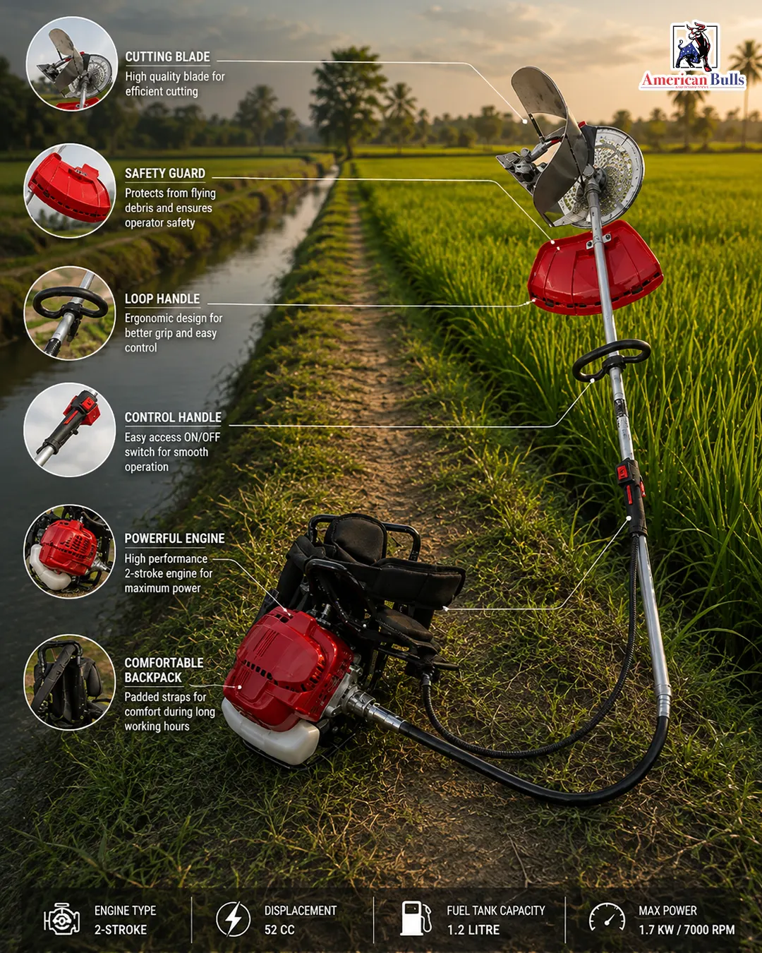 AMERICAN BULLS crop harvester 40cc side pack [ab-sp40]