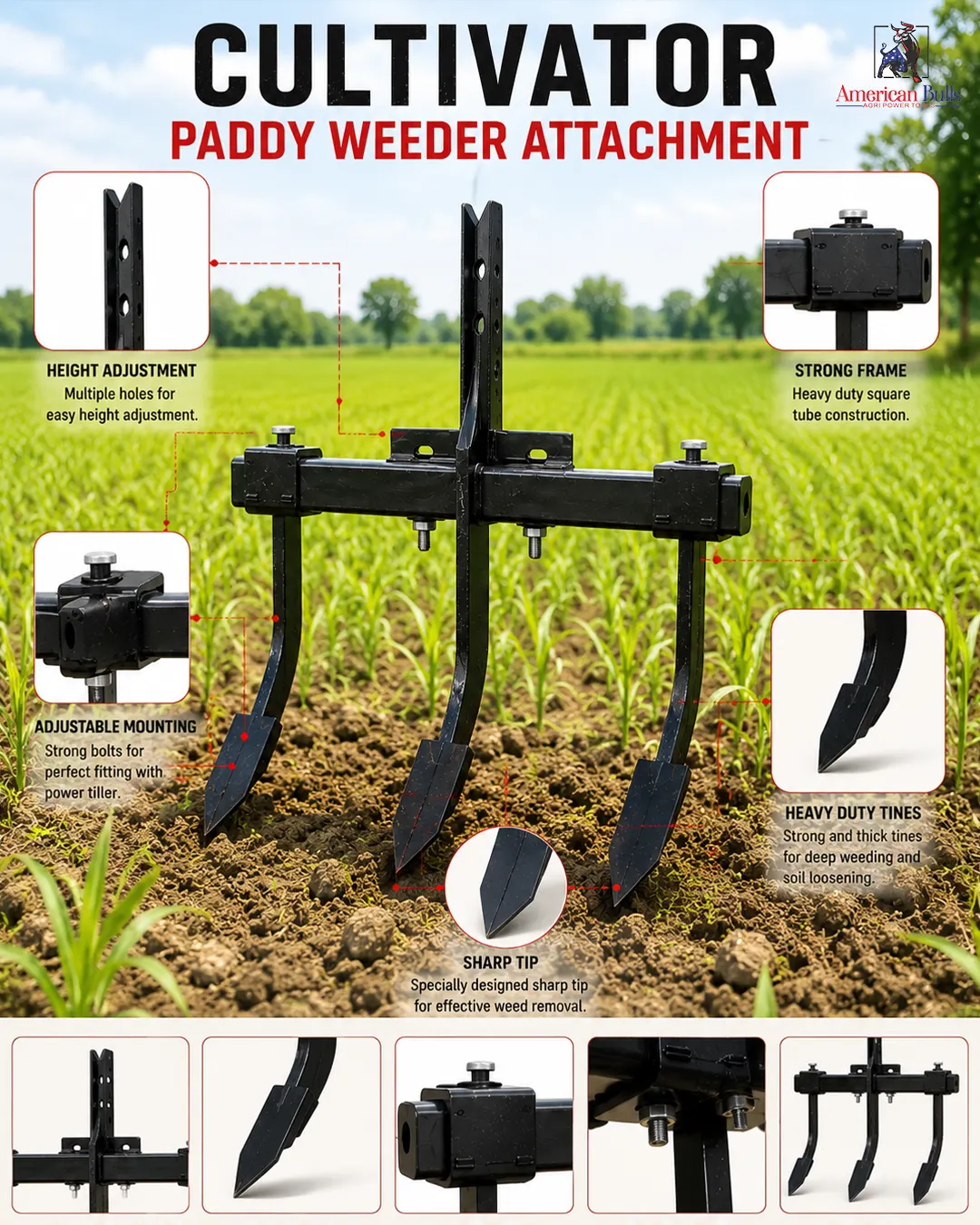 3 Tyne Adjustable Cultivator [3-TYNE]